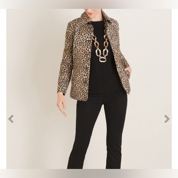 Chicos Quilted Animal-Print Jacket size 1 (8/10) - Picture 2 of 7